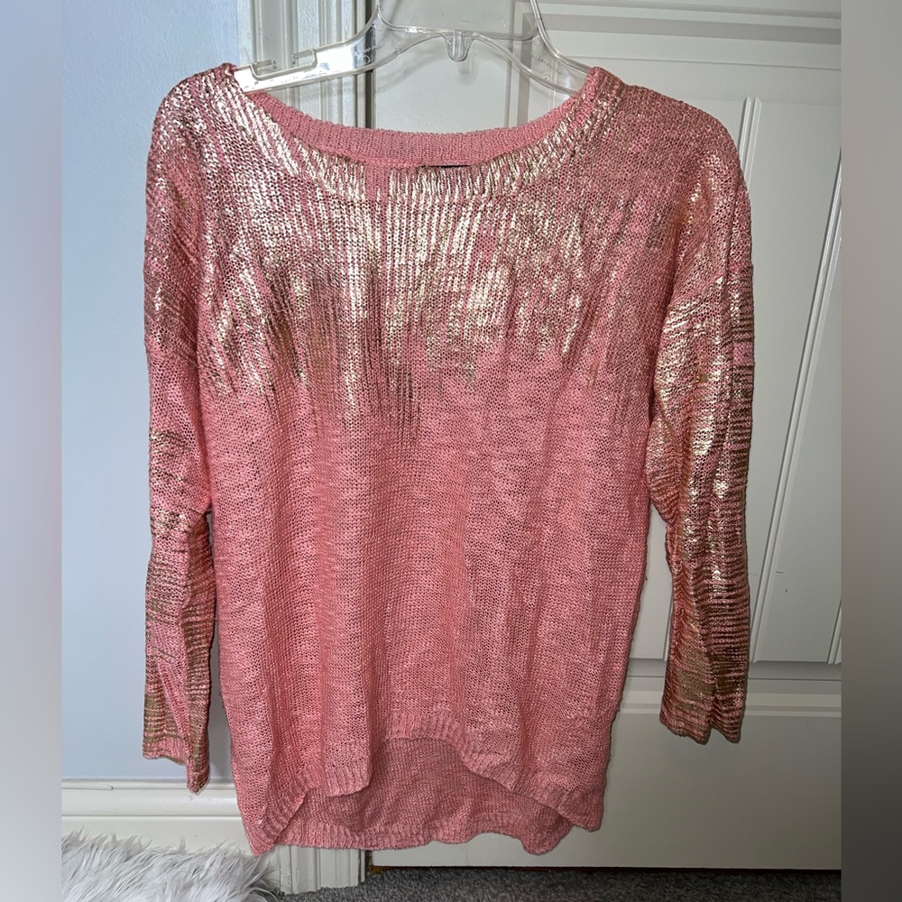 Pink sweater with gold detail size medium